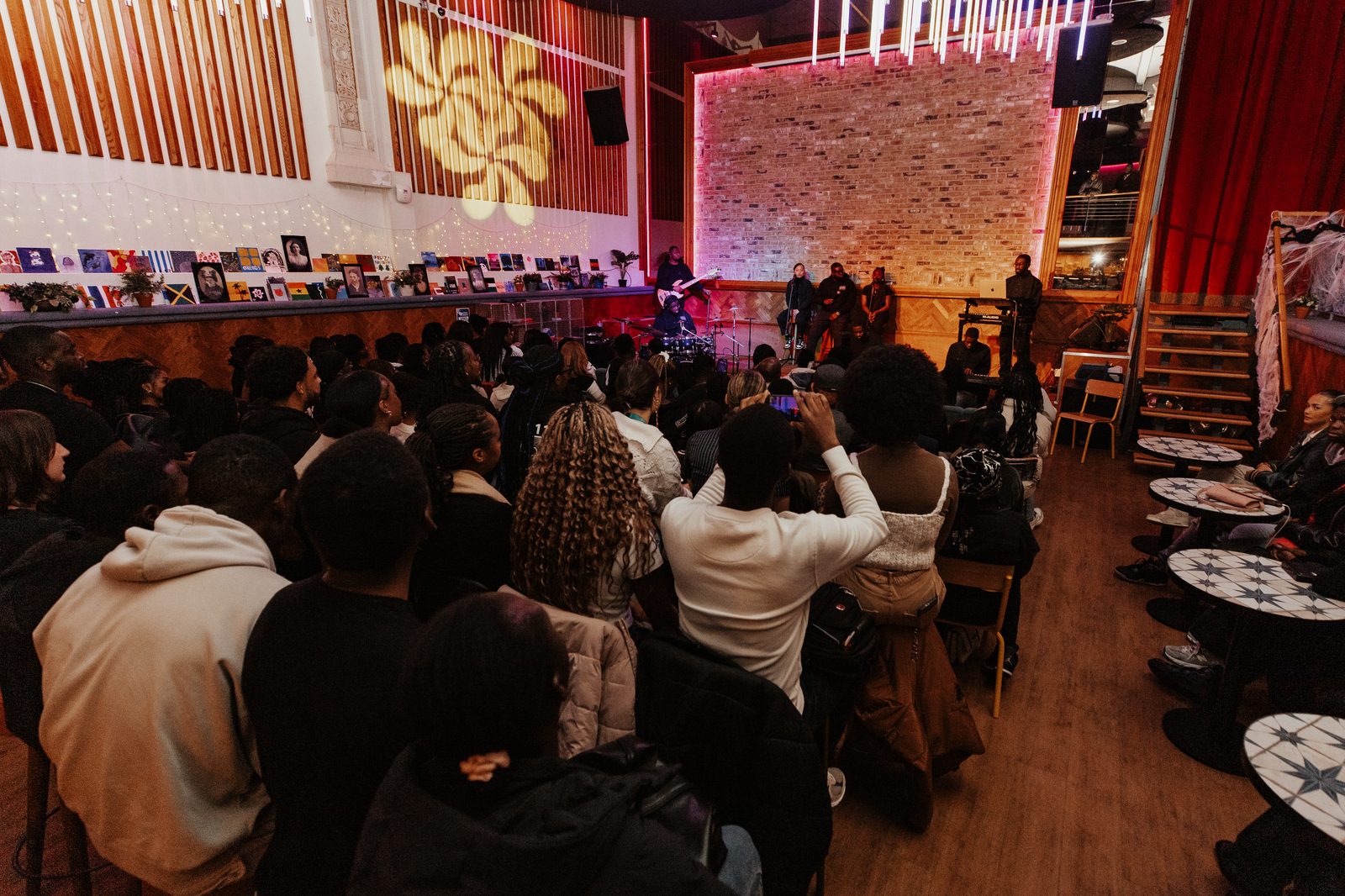 A packed room at a Mood Changers performance